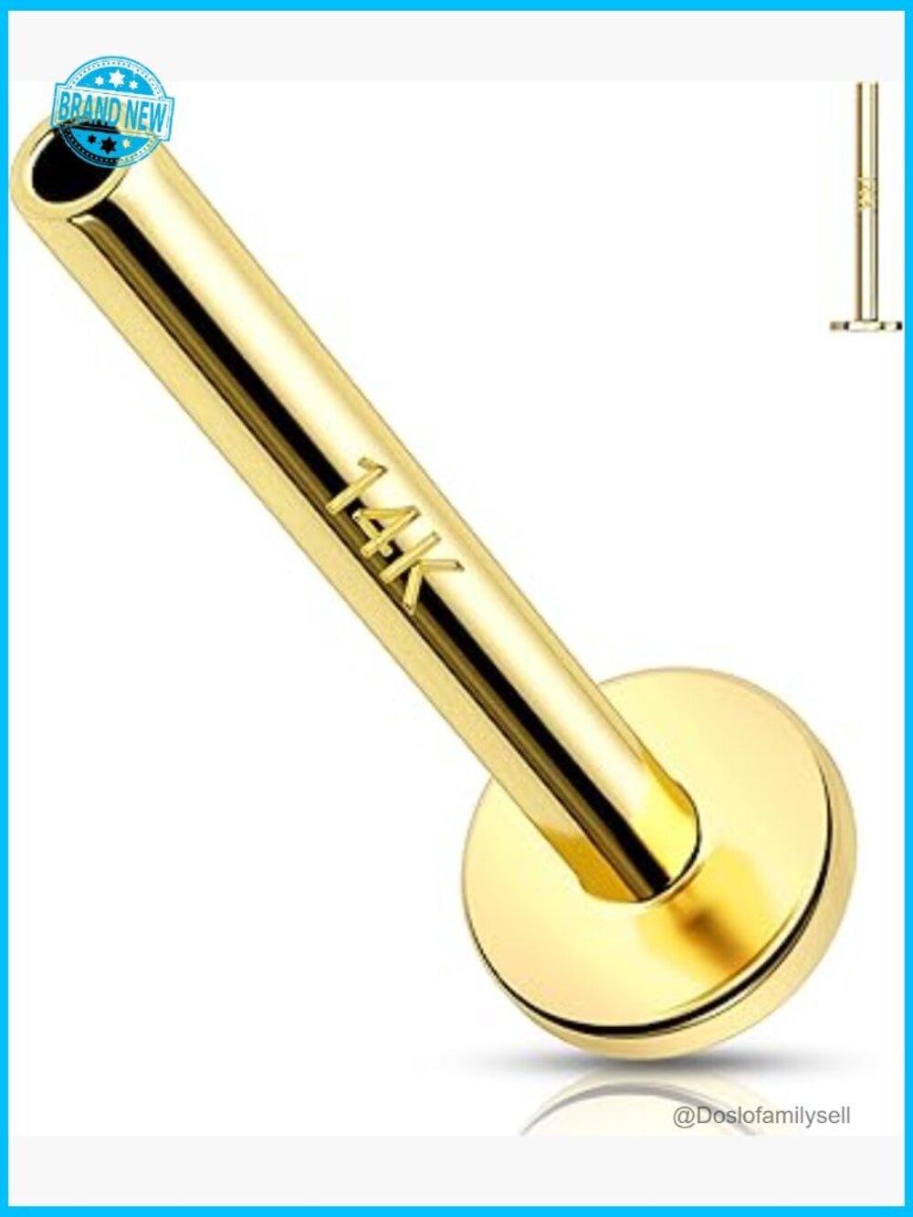 14K Gold Threadless Stud Earring Elegant Minimal Chic Body Piercing Jewelry